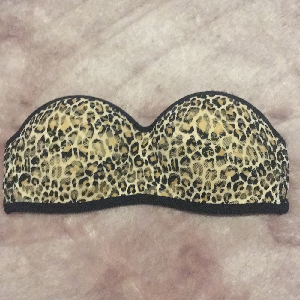 PINK Strapless Leopard Print  Bralette